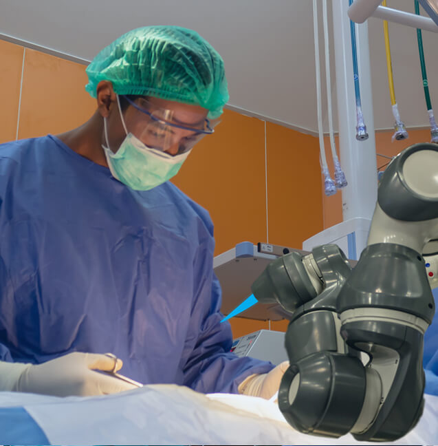 doctor performing robotic hysterectomy