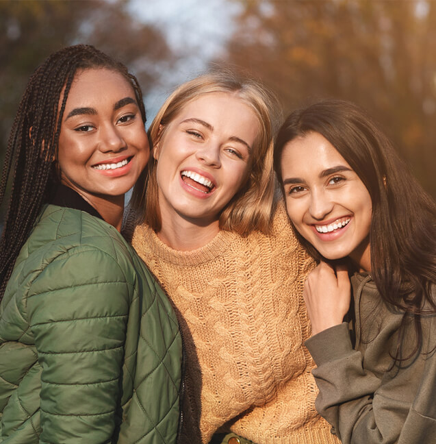 three adolescent girls