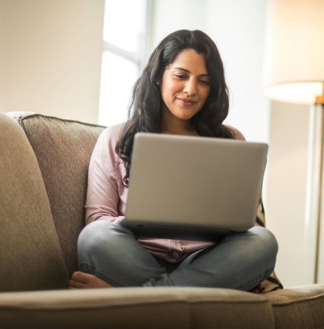 young woman working from her laptop 