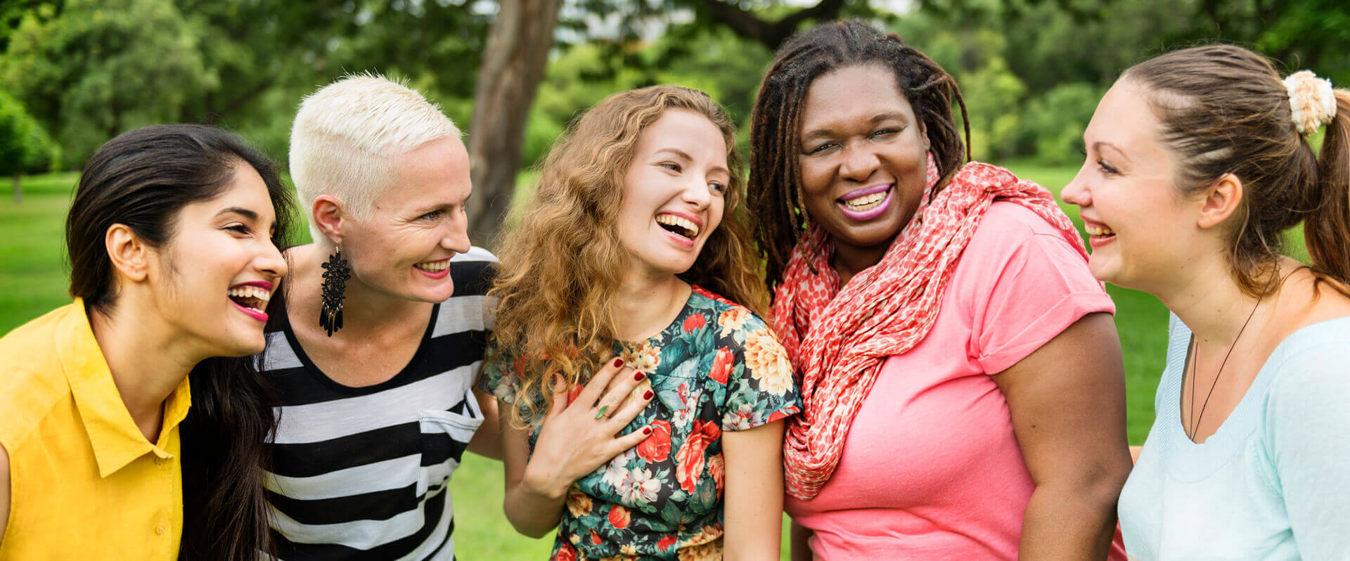 group healthy women smiling